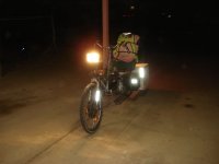 CrazyBike2 with car headlight in driveway DSC04838.JPG